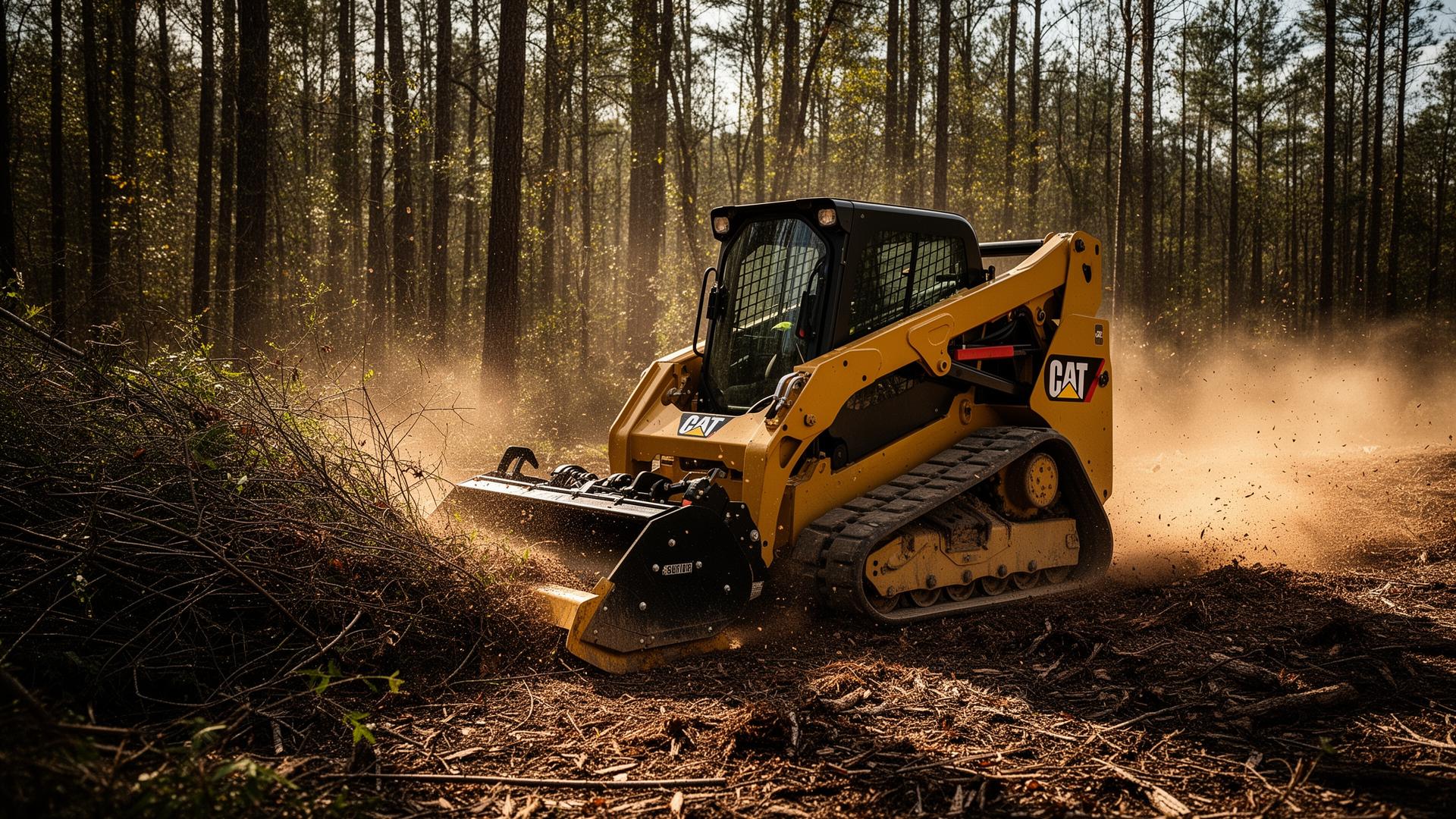 Forestry mulcher clearing brush and fence lines on a Texas property